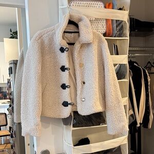 Zara Cream Faux Shearling Toggle Jacket